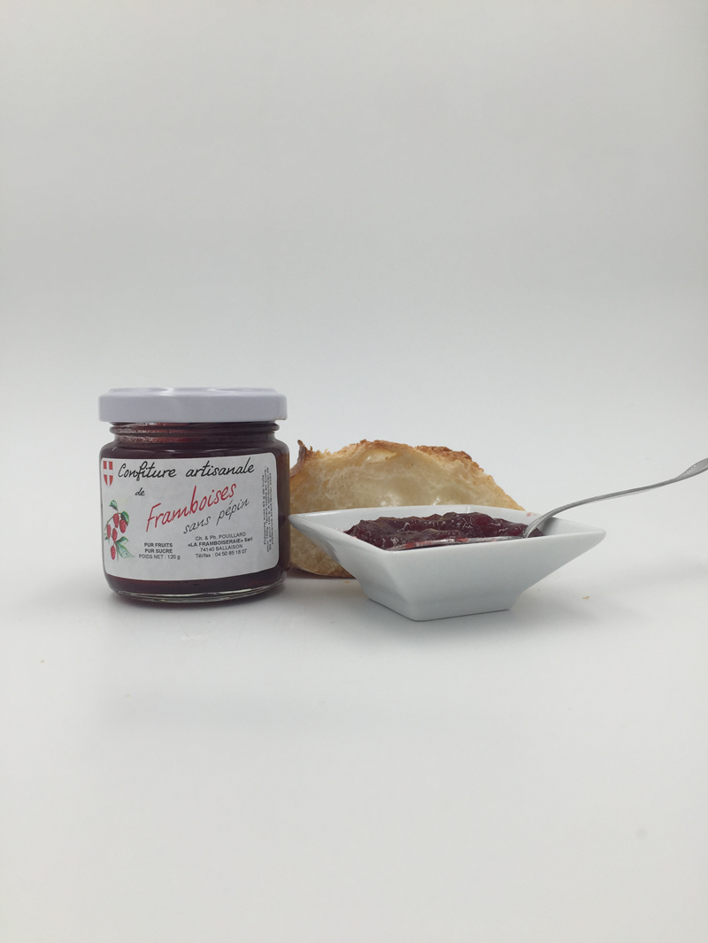 Confiture artisanale de framboises sans p&#233;pin