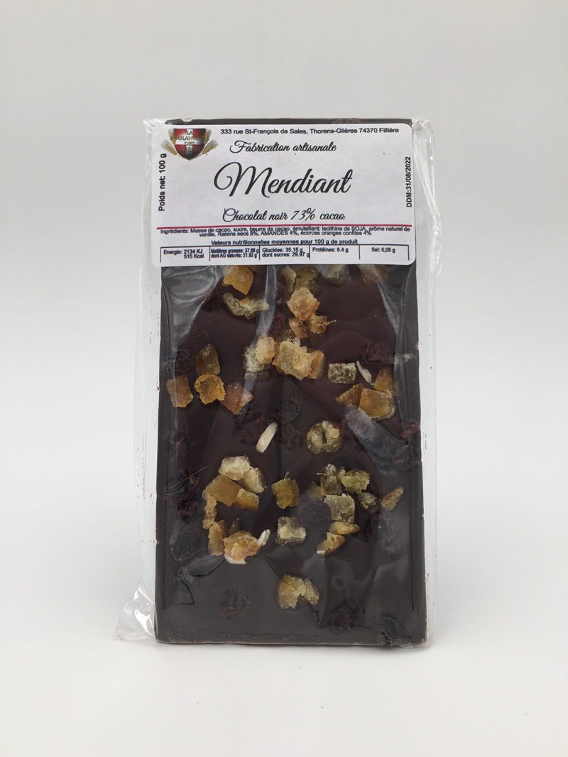 Mendiant - chocolat noir 73% cacao